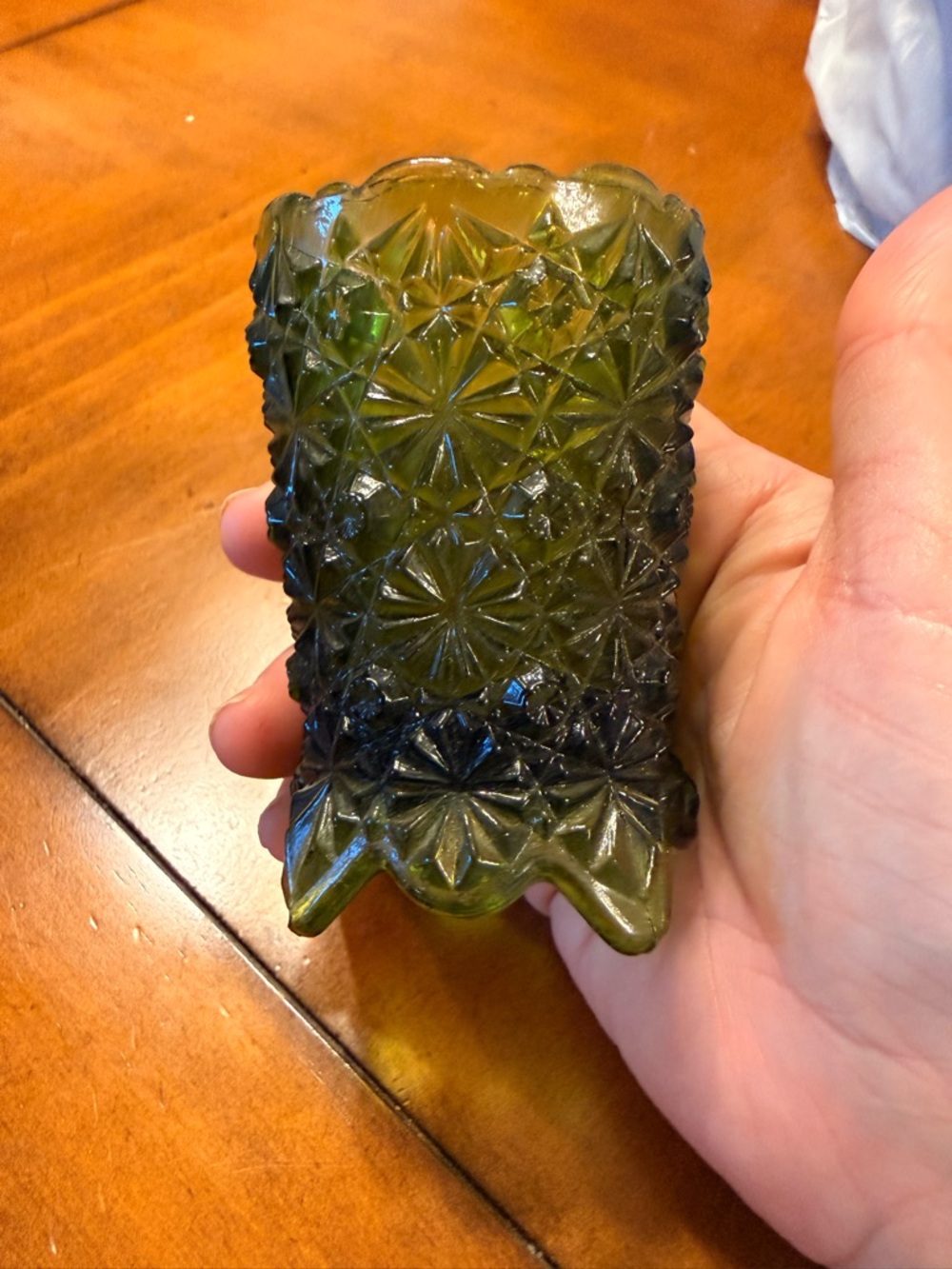 Lot Of Miniatures And Vintage green Glass Toothpick Holder - Picture 2 of 13